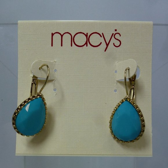 Macy's blue stone dangle earring - Picture 2 of 2